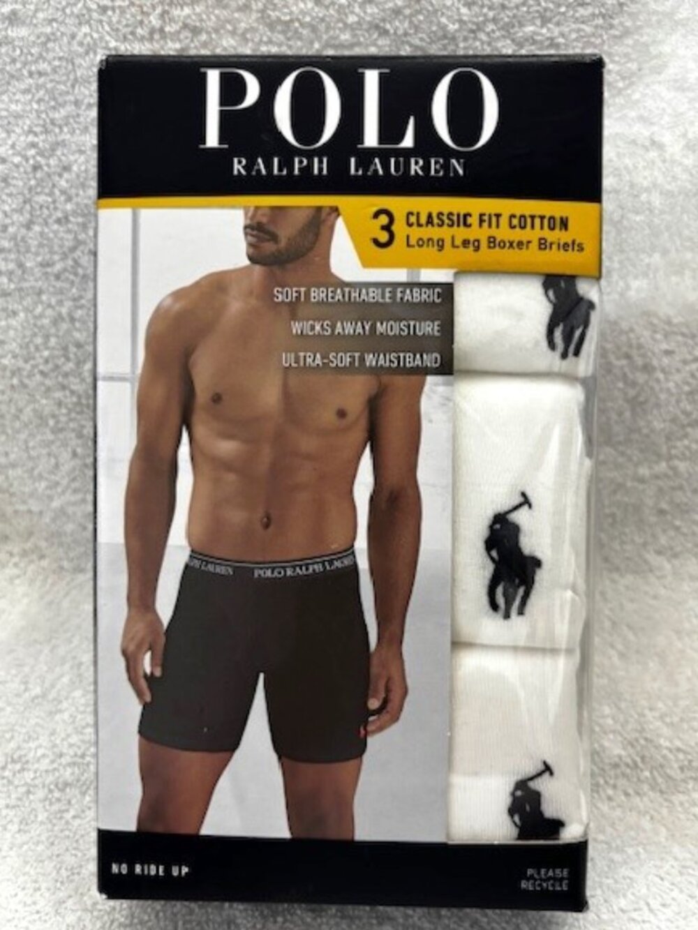 Polo Ralph Lauren 3-pk classic fit long leg white boxer brief New in Box Size XL
